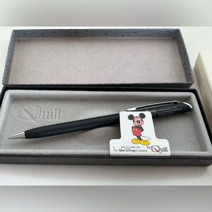 Vintage Disney Black Engraved Quill Pen with Mickey Mouse Design w/ Box